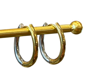 Mixed Metal Oval Hoop