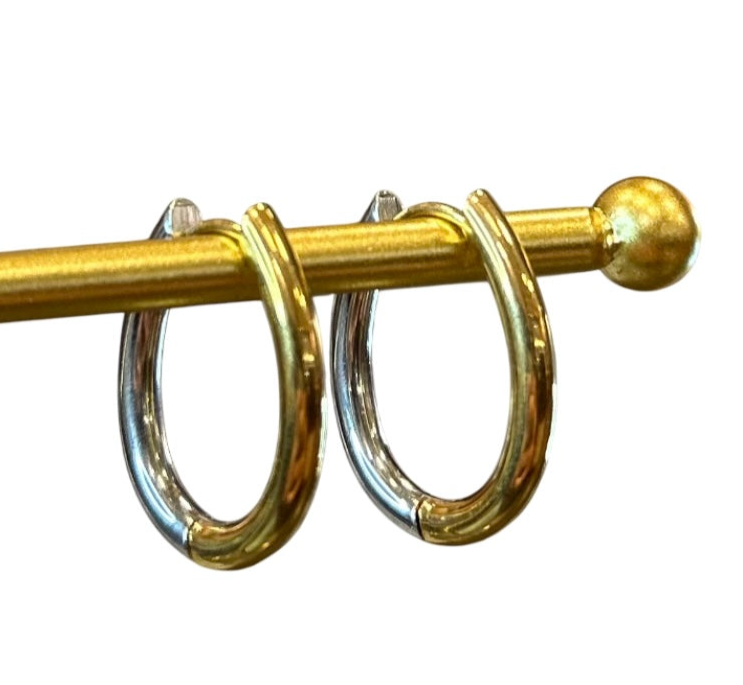 Mixed Metal Oval Hoop