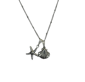 Seashell and Starfish Charm Necklace