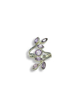 Amethyst Leaf Branch Sterling Silver Ring