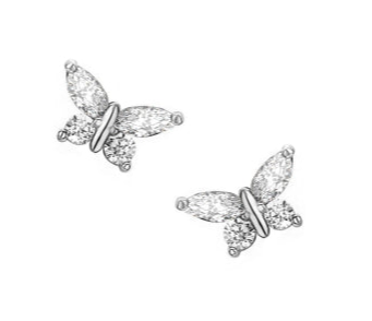 Butterfly Sterling Silver CZ studs