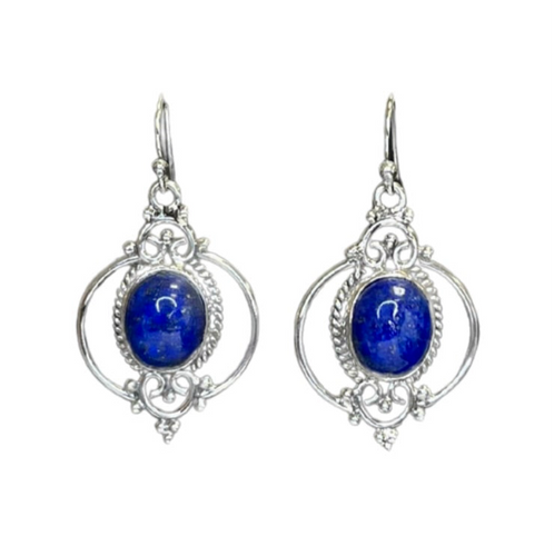 Halo Lapis Lazuli Sterling Silver Earrings