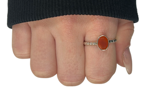 Carnelian Sterling Silver Oval Bubble Band Ring
