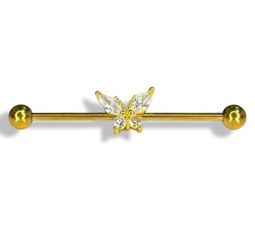 Butterfly Rhinestone Industrial Bar