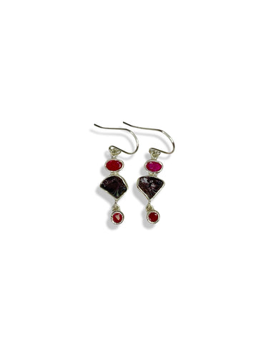 Gemstone Raw and Polished Sterling Silver Earrings