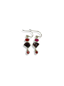 Gemstone Raw and Polished Sterling Silver Earrings