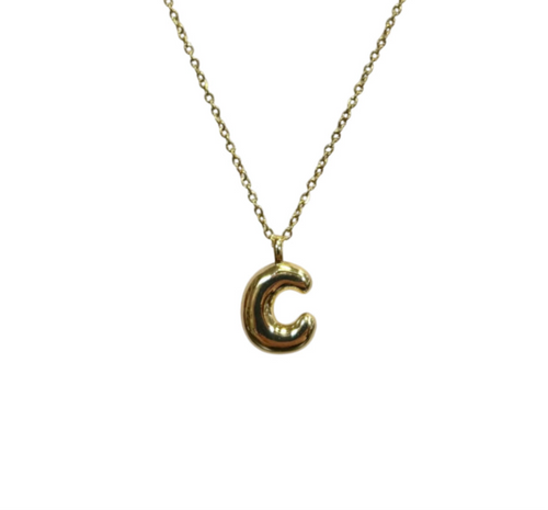 Bubble Letter Initial Necklace Small