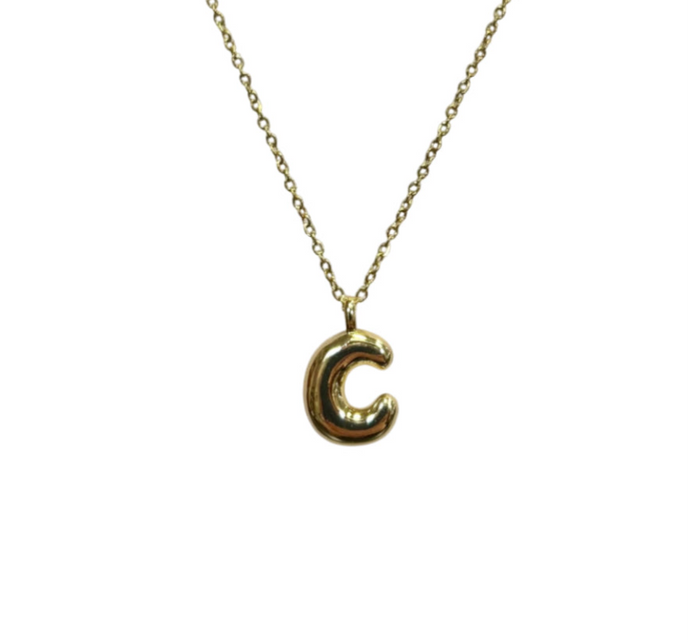 Bubble Letter Initial Necklace Small