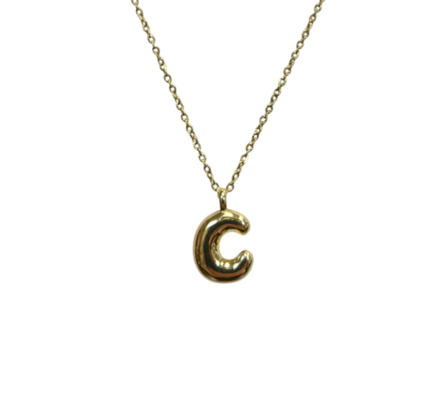 Bubble Letter Initial Necklace Small