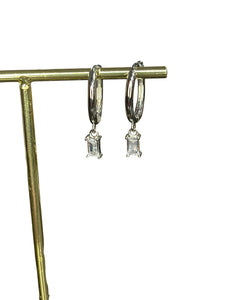 Rectangle Rhinestone Drop Hoop