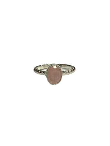 Tori Rose Quartz Sterling Silver Oval Band Ring
