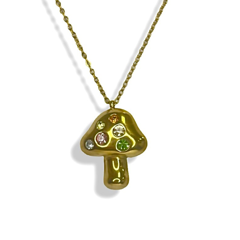 Colourful Rhinestone Mushroom Necklace