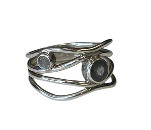 Labradorite Freeform Stack Sterling Silver Ring