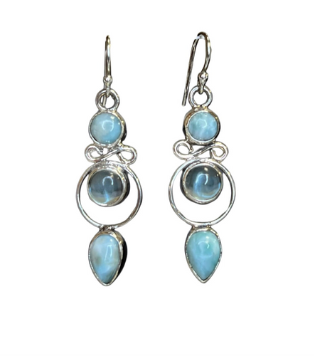 Harper Larimar and Blue Topaz Sterling Silver Earrings