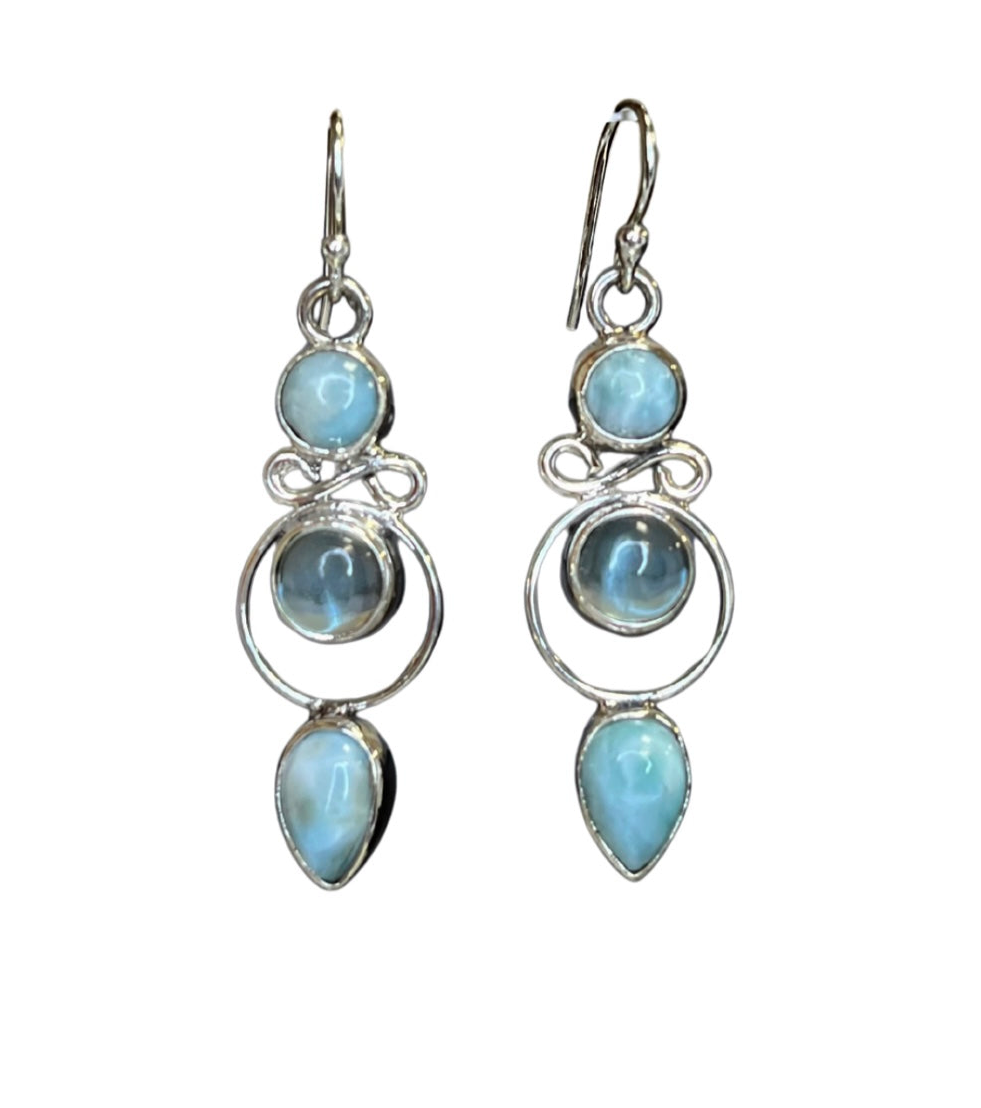 Harper Larimar and Blue Topaz Sterling Silver Earrings