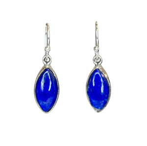 Drop Gemstone Marquise Cut Sterling Silver Sculpted Earrings