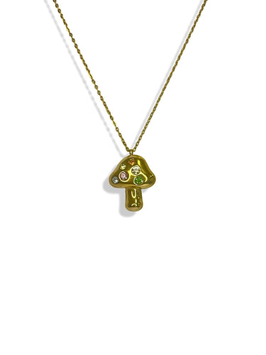 Colourful Rhinestone Mushroom Necklace