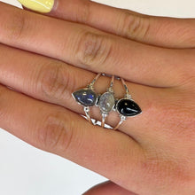 Riley Labradorite, Moonstone and Black Onyx Sterling Silver Ring