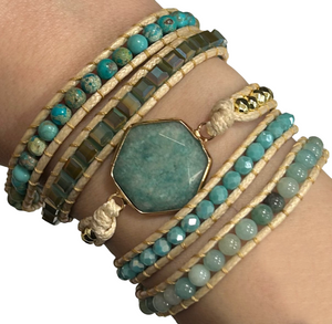 Amazonite Hexagon Wrap Bracelet