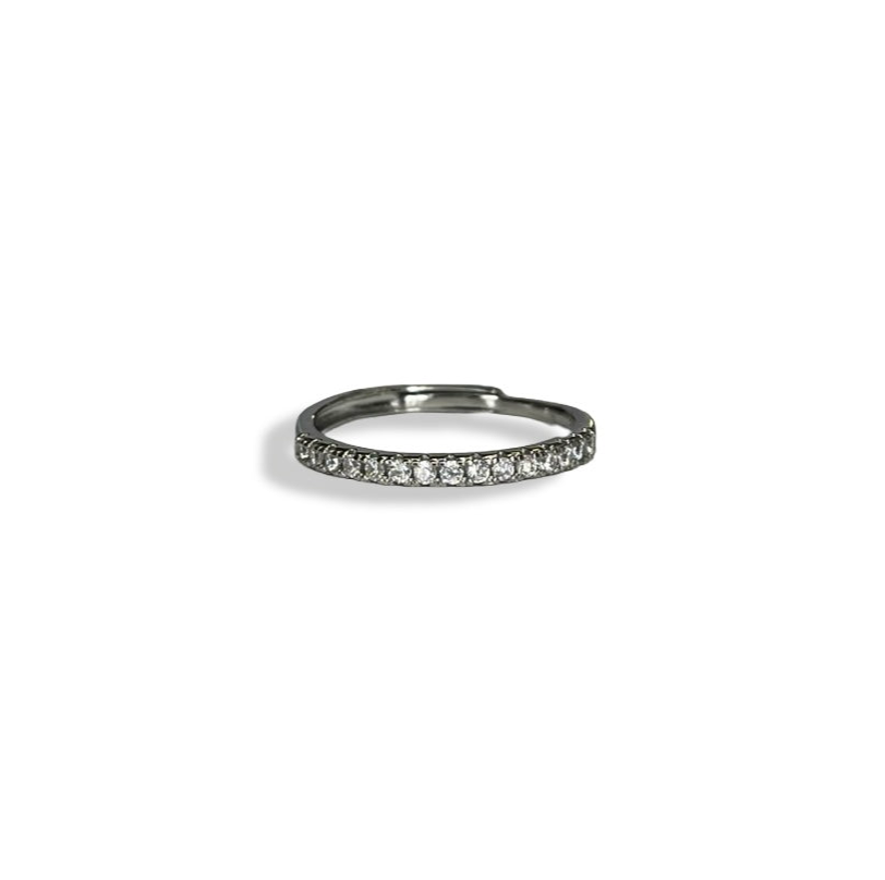 Rhinestone Adjustable Sterling Silver Ring