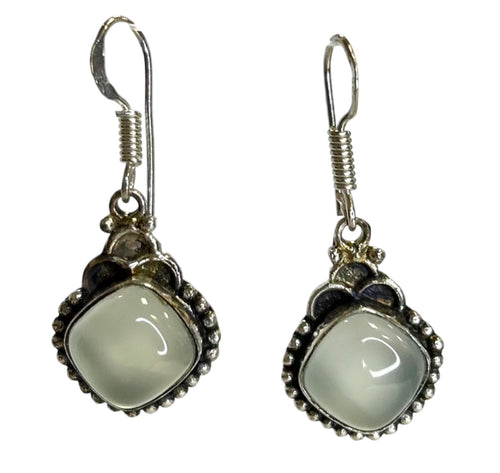 Aquamarine Square Sterling Silver Earrings