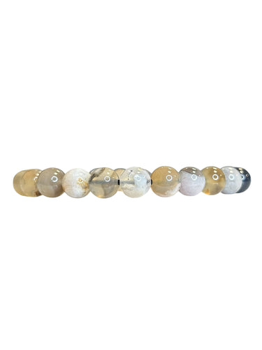 Black Flower Agate Mala