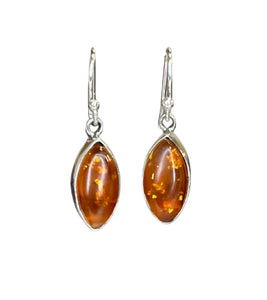 Drop Gemstone Marquise Cut Sterling Silver Sculpted Earrings