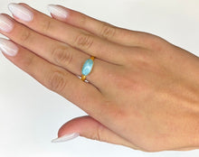 Larimar Gold Sterling Silver Rings