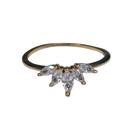 Rhinestone Gold Lotus Flower Ring