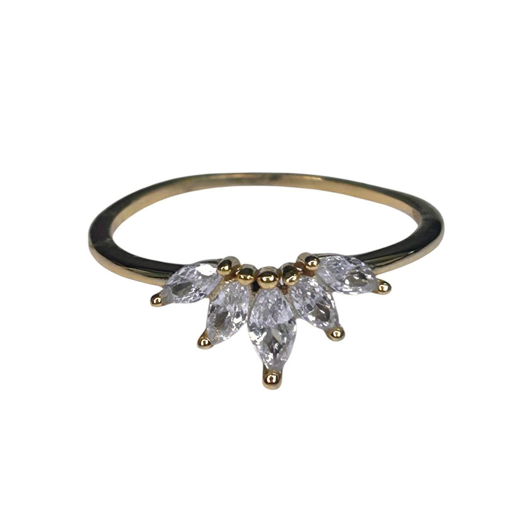 Rhinestone Gold Lotus Flower Ring