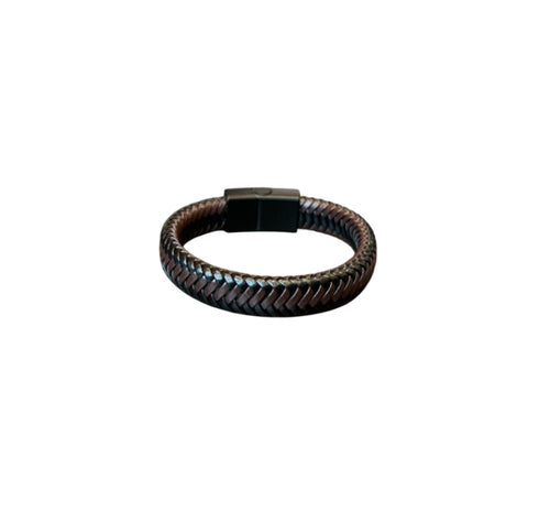 Men’s Black and Brown Braided Leather Bracelet