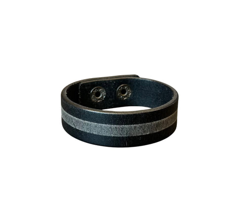 Men’s Black and Grey Leather Bracelet