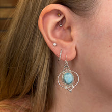 Halo Larimar Sterling Silver Earrings