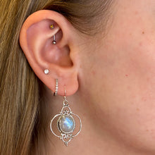 Halo Moonstone Sterling Silver Earrings