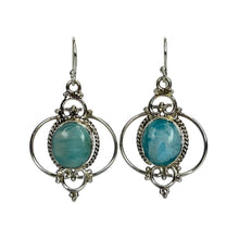 Halo Larimar Sterling Silver Earrings