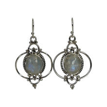 Halo Moonstone Sterling Silver Earrings