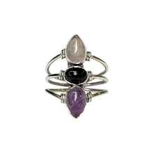 Riley Rose Quartz, Black Onyx and Amethyst Sterling Silver Ring