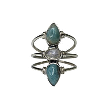 Riley Larimar and Moonstone Sterling Silver Ring