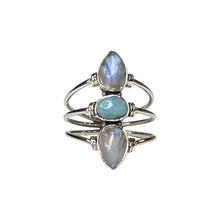 Riley Larimar and Moonstone Sterling Silver Ring