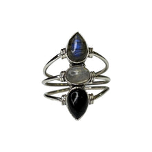 Riley Labradorite, Moonstone and Black Onyx Sterling Silver Ring