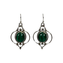 Halo Malachite Sterling Silver Earrings