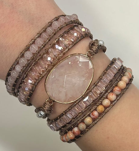 Rose Quartz Gem Wrap Bracelet