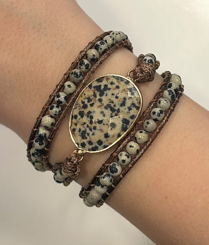 Dalmatian Jasper Wrap Bracelet