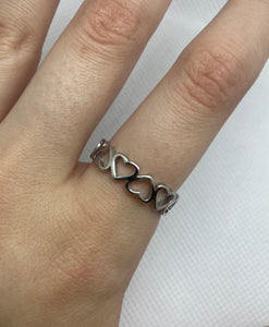 Silver multi heart ring