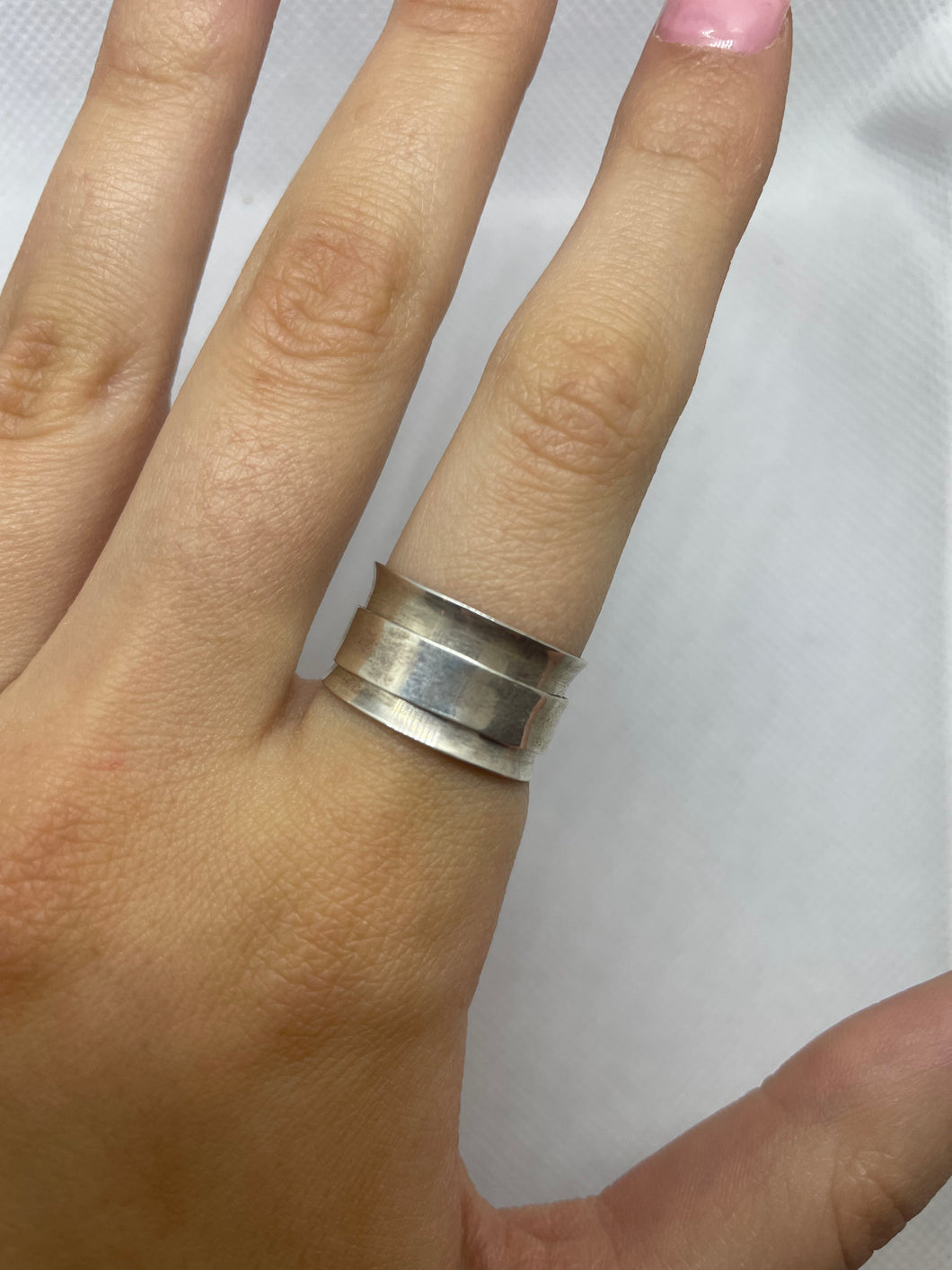 Sterling silver thick band meditation ring