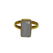 Blue Lace Agate Gold Sterling Silver Ring