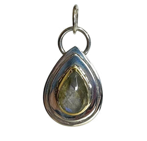 Labradorite Mixed Metal Sterling Silver Pendant
