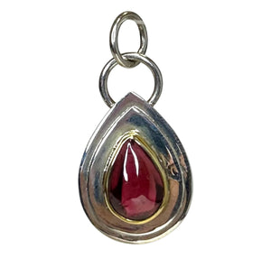 Garnet Mixed Metal Sterling Silver Pendant