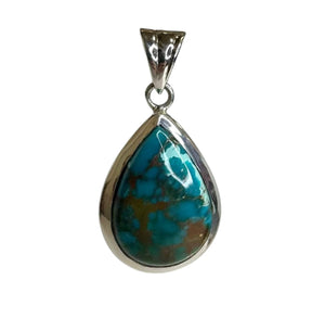 Tibetan Turquoise Pear Cut Sterling Silver Pendant