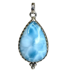 Larimar Fancy Pear Cut Sterling Silver Pendant
